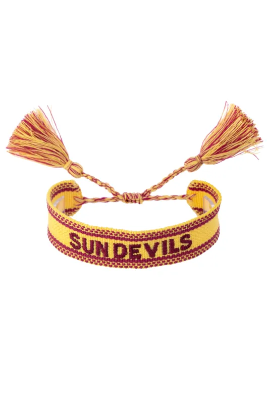 Arizona State Woven Tassel Bracelet in Gold sold by Canvas Style