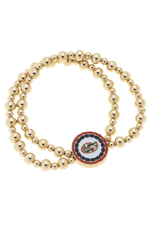 Florida Gators Pave Disc 2-Row Ball Bead Stretch Bracelet sold by Canvas Style