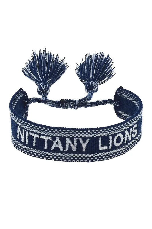 Penn State Nittany Lions Woven Tassel Bracelet in Navy made by Canvas Style