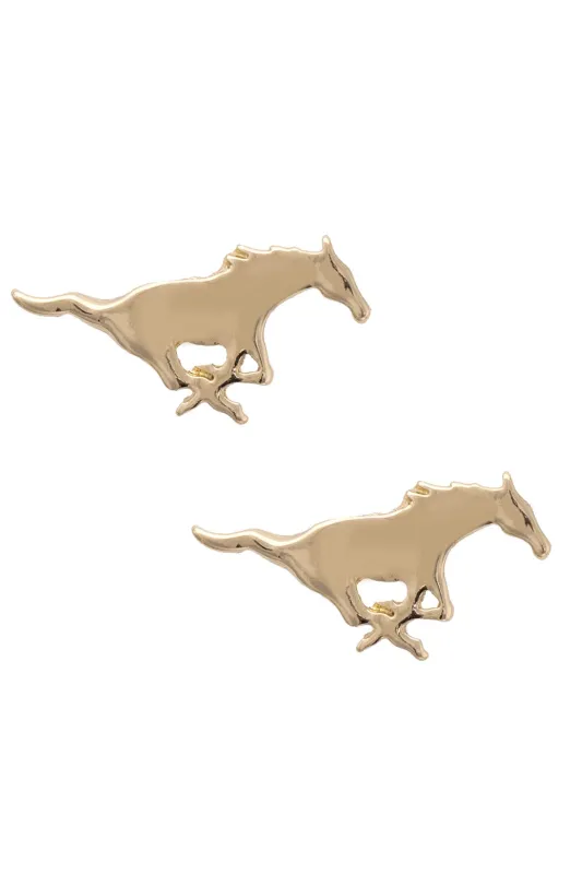 SMU Mustangs 24K Gold Plated Stud Earrings made by Canvas Style