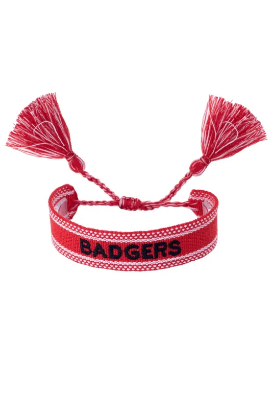 Wisconsin Badgers Woven Tassel Bracelet in Red sold by Canvas Style
