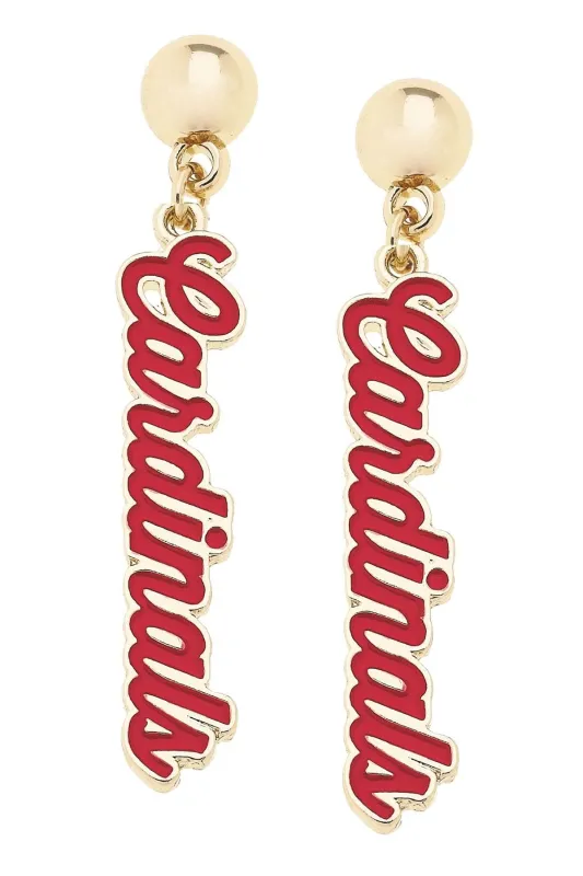 Louisville Cardinals Enamel Script Earring in Shiny Gold made by Canvas Style
