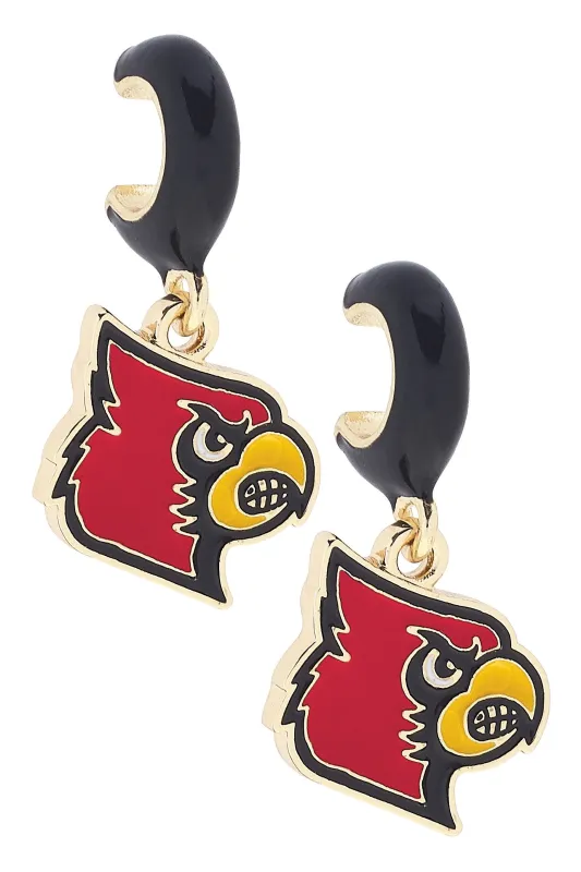 Louisville Cardinals Enamel Logo Huggie Hoop Earrings sold by Canvas Style