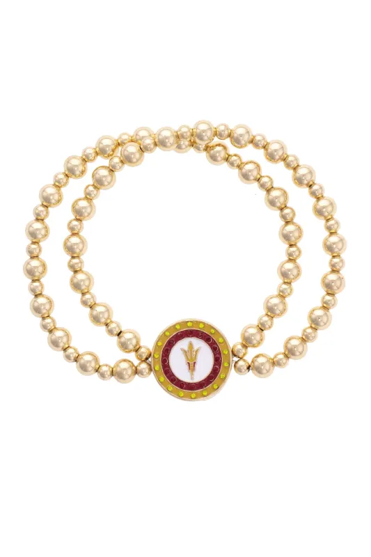 Arizona State Sun Devils Pave Disc 2-Row Ball Bead Bracelet sold by Canvas Style