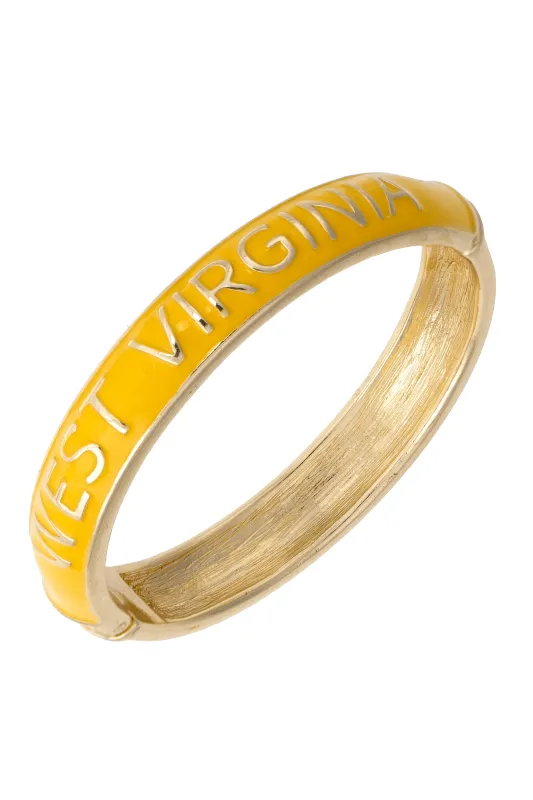 PREORDER 12/15: West Virginia Mountaineers Enamel Hinge Bangle in Gold sold by Canvas Style
