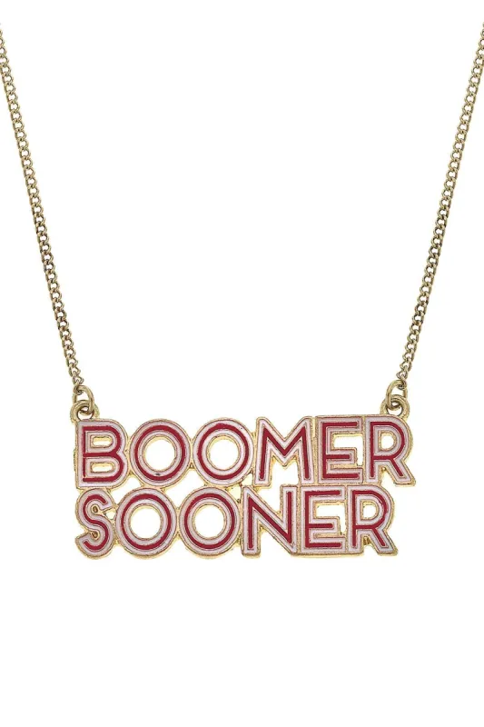 Oklahoma Sooners Outline Enamel Necklace sold by Canvas Style