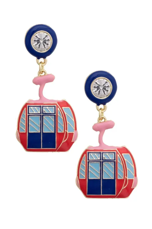 Rhinestone Enamel Gondola Earrings in Multi sold by Canvas Style