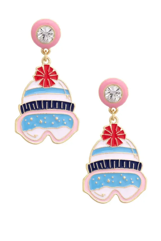 Rhinestone Enamel Ski Goggle Earrings in Multi sold by Canvas Style