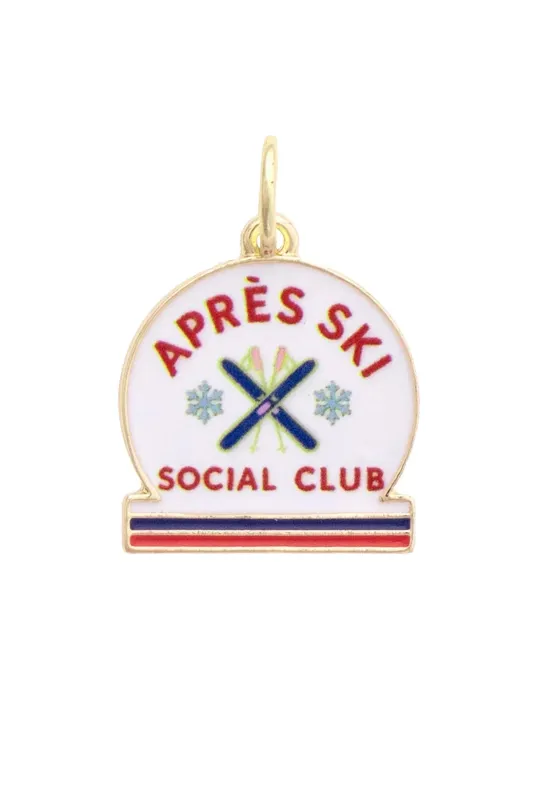 Apres Ski Social Club Enamel Charm in White made by Canvas Style