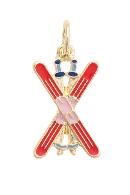 Snow Skis Enamel Charm in Red made by Canvas Style