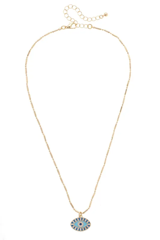 Evil Eye Enamel Necklace in Shiny Gold sold by Canvas Style