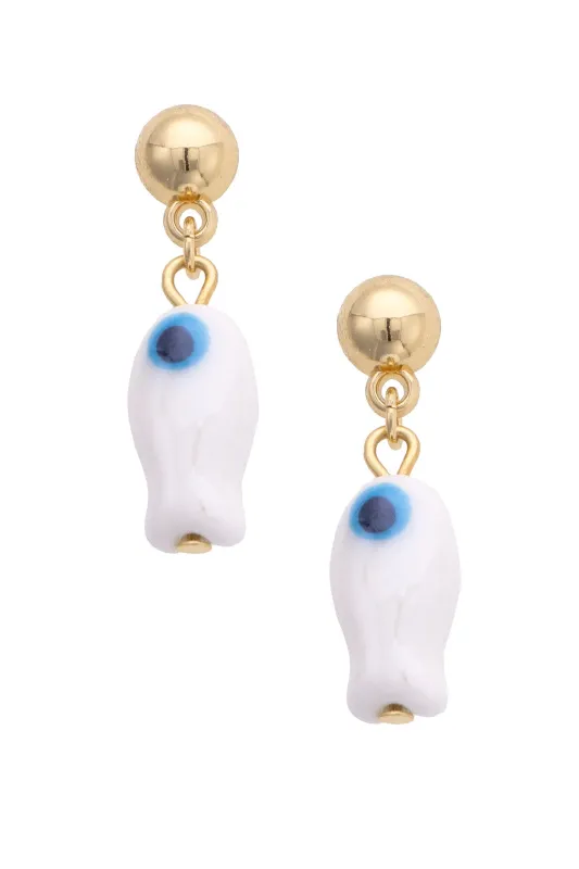 Naxos Ceramic Fish Earrings in Shiny Gold sold by Canvas Style