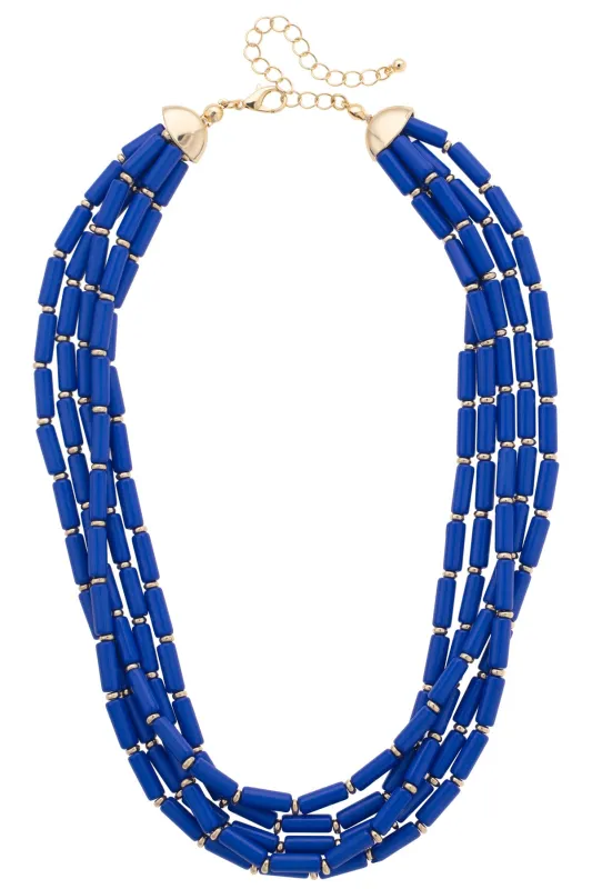 Santorini Multi-Strand Beaded Necklace in Blue sold by Canvas Style