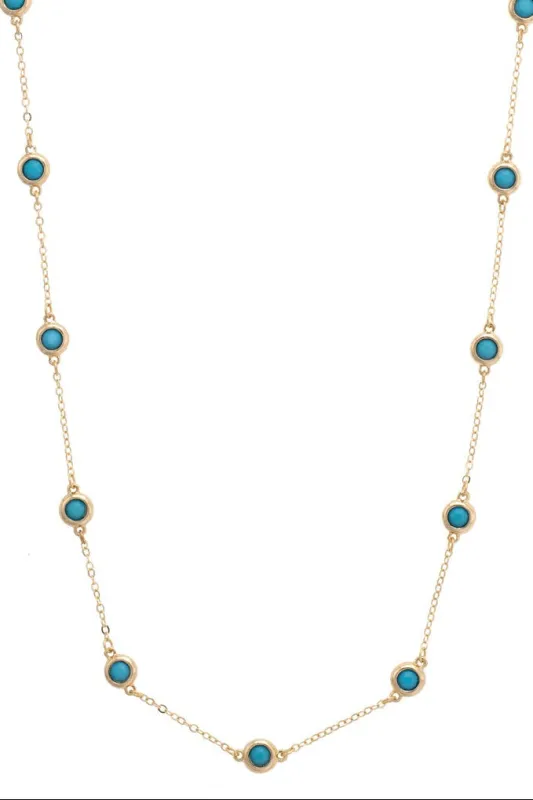 Corfu Bezel Stone Necklace in Blue sold by Canvas Style