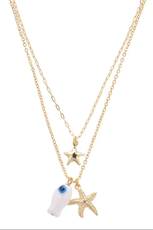 Naxos Coastal Icons Layered Necklace in Shiny Gold made by Canvas Style