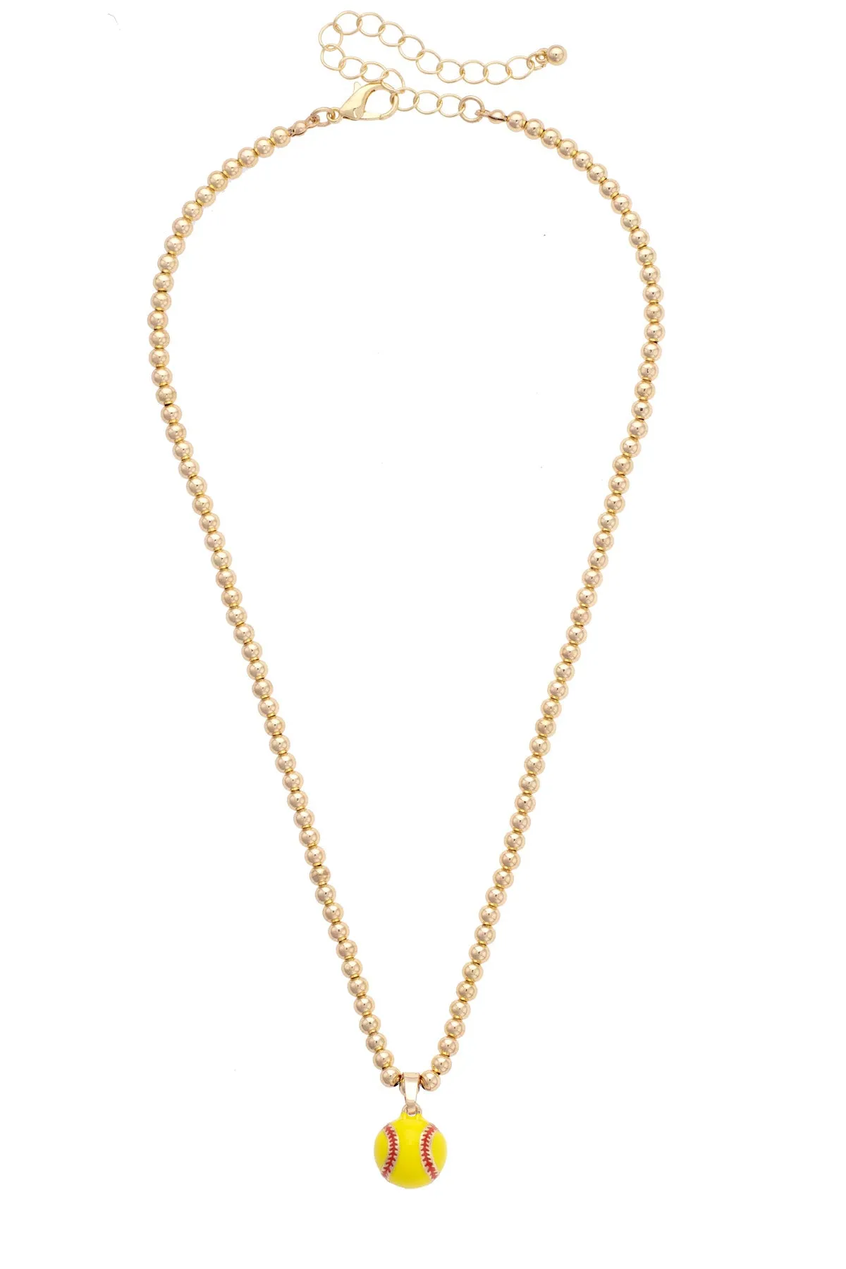 Softball Enamel Ball Bead Necklace in Shiny Gold sold by Canvas Style product image thumbnail 2
