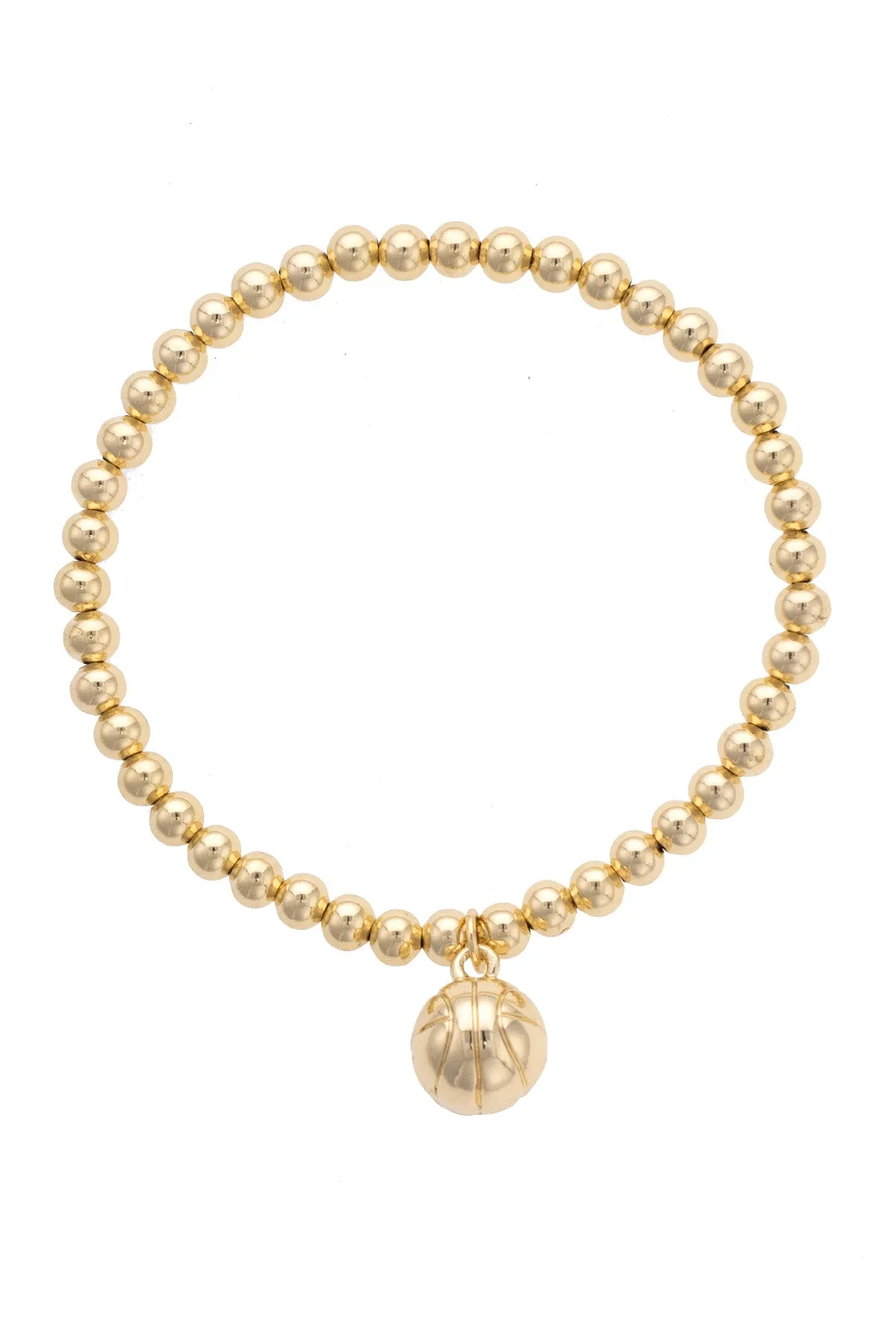 Basketball Ball Bead Stretch Bracelet in Shiny Gold sold by Canvas Style