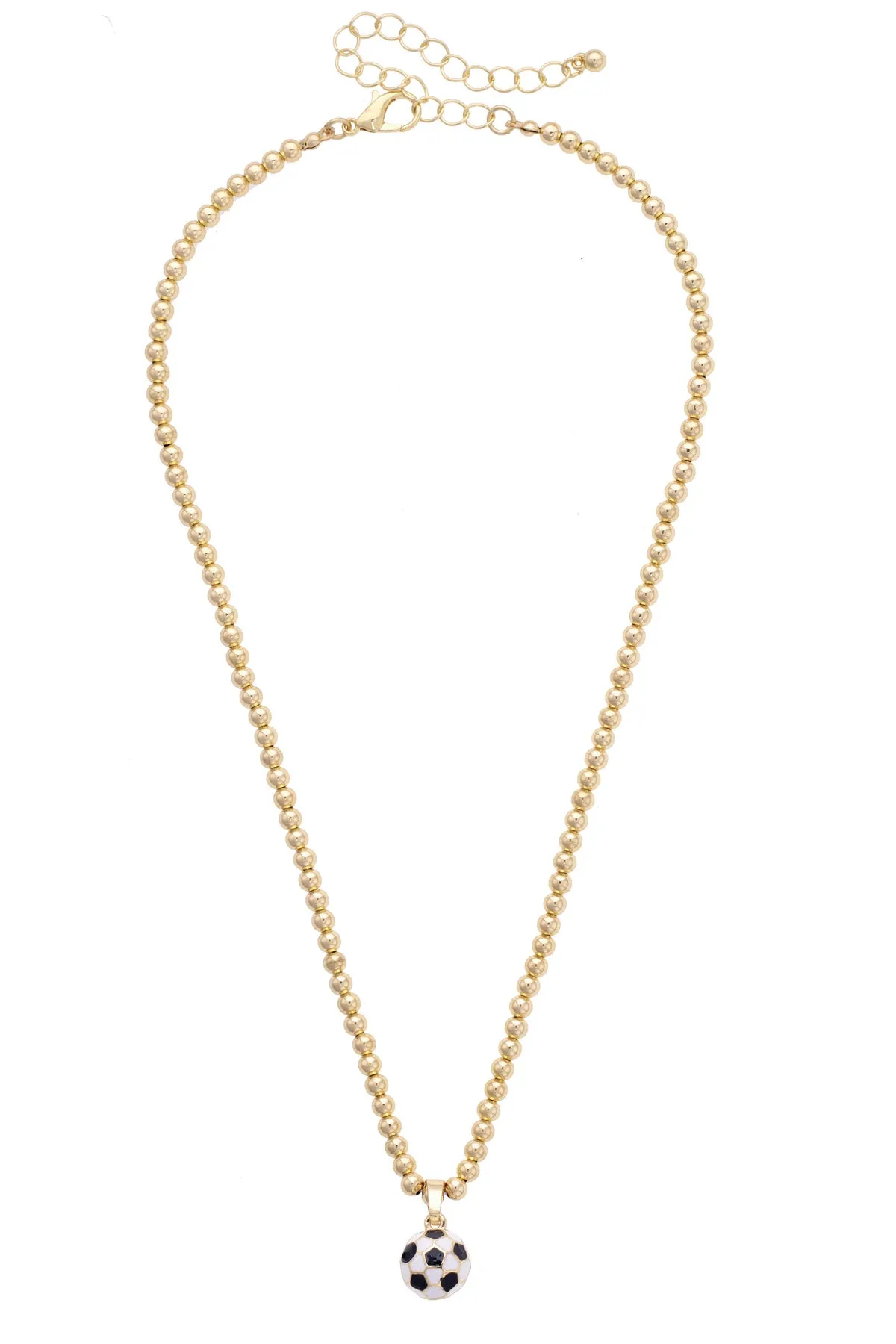 Soccer Ball Enamel Ball Bead Necklace in Shiny Gold sold by Canvas Style product image thumbnail 2