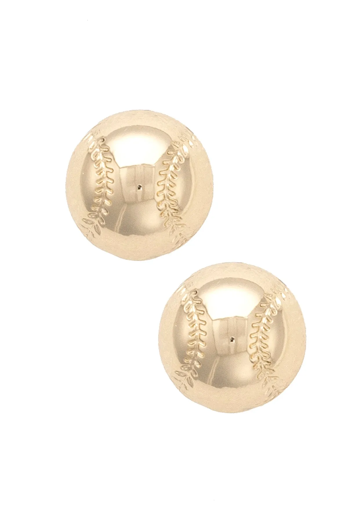 Baseball Stud Earrings in Shiny Gold sold by Canvas Style