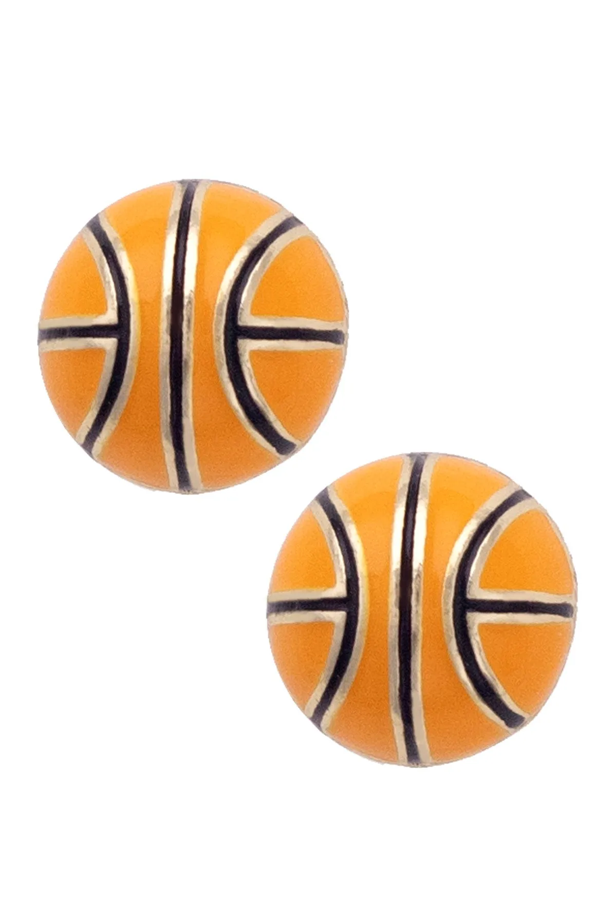Basketball Enamel Stud Earrings in Orange/Black sold by Canvas Style