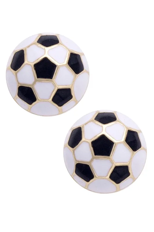 Soccer Ball Enamel Stud Earrings in Black/White sold by Canvas Style