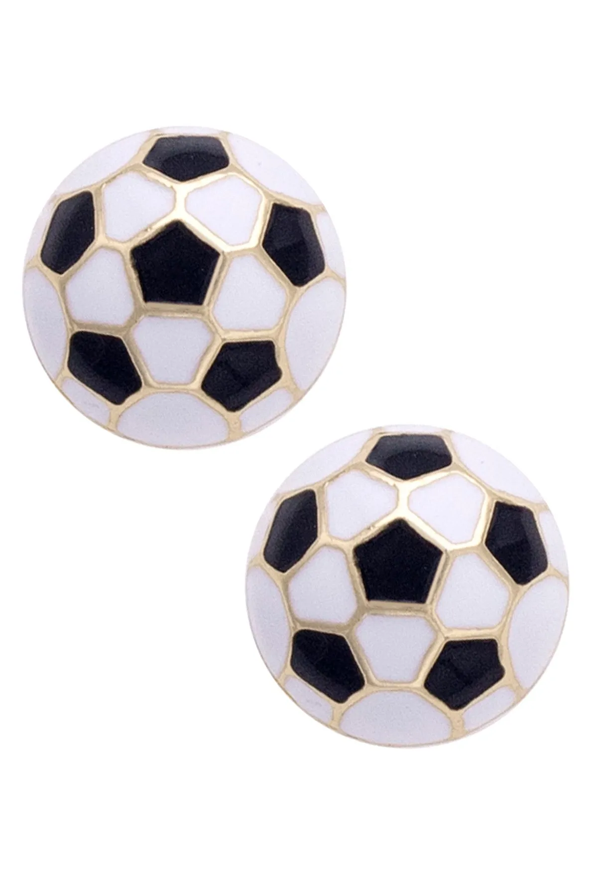 Soccer Ball Enamel Stud Earrings in Black/White sold by Canvas Style