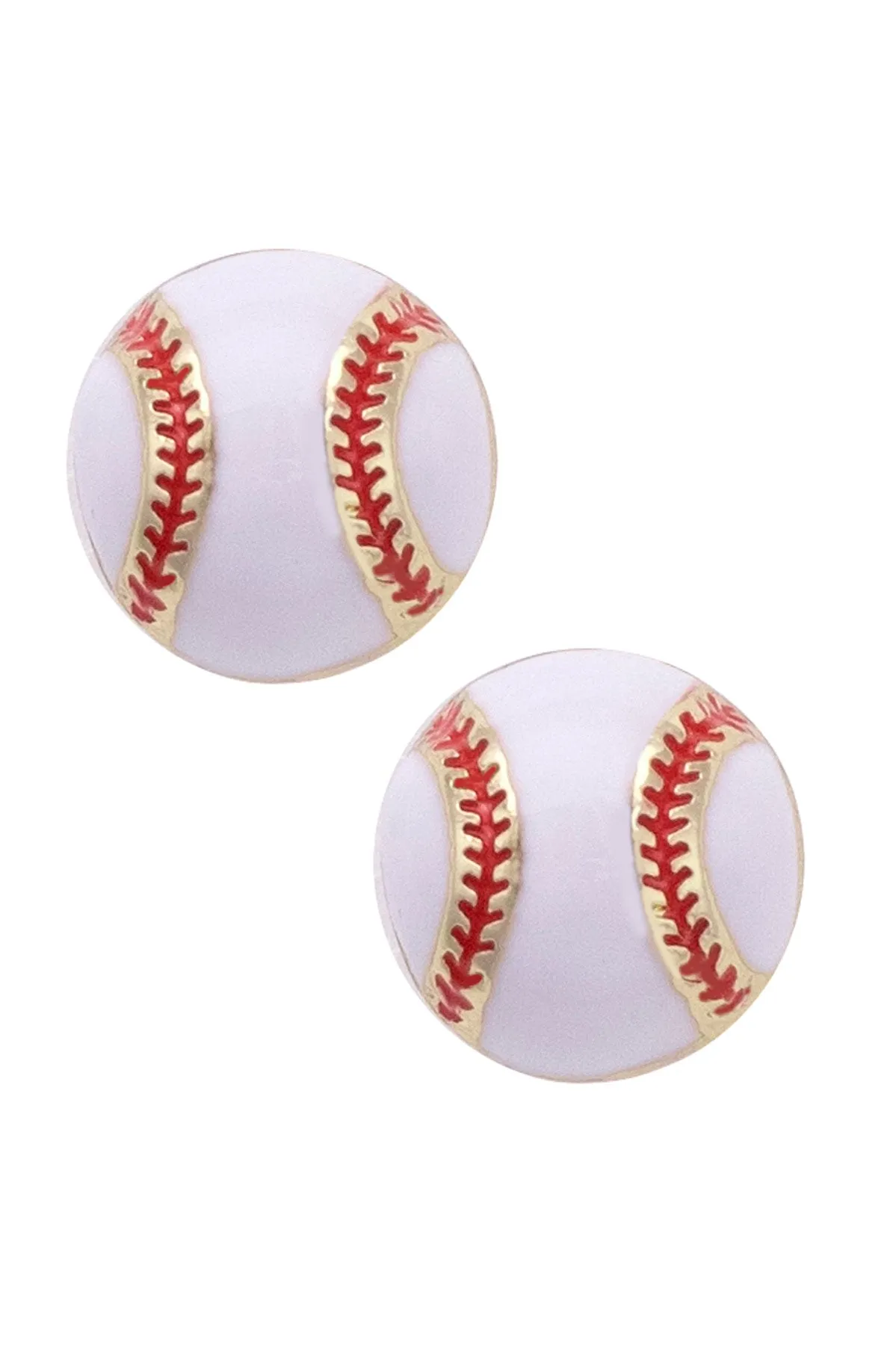 Baseball Enamel Stud Earrings in White/Red sold by Canvas Style