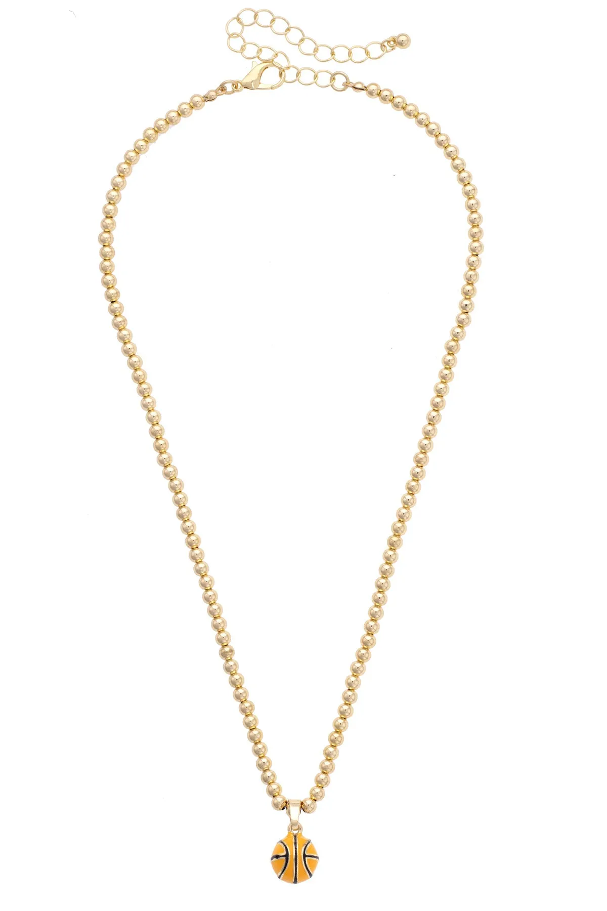 Basketball Enamel Ball Bead Necklace in Shiny Gold sold by Canvas Style product image thumbnail 2