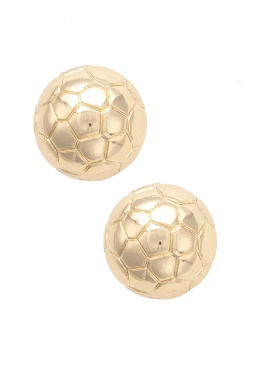 Soccer Ball Stud Earrings in Shiny Gold sold by Canvas Style