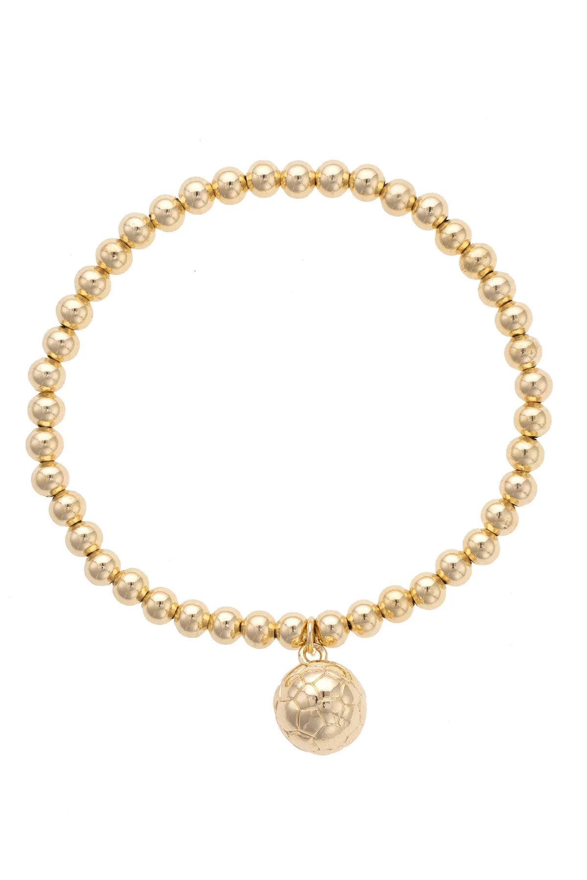 Soccer Ball Ball Bead Stretch Bracelet in Shiny Gold sold by Canvas Style