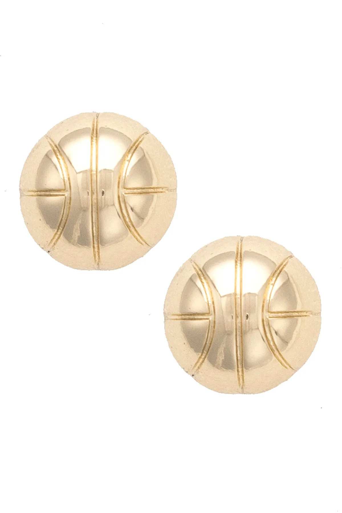 Basketball Stud Earrings in Shiny Gold sold by Canvas Style
