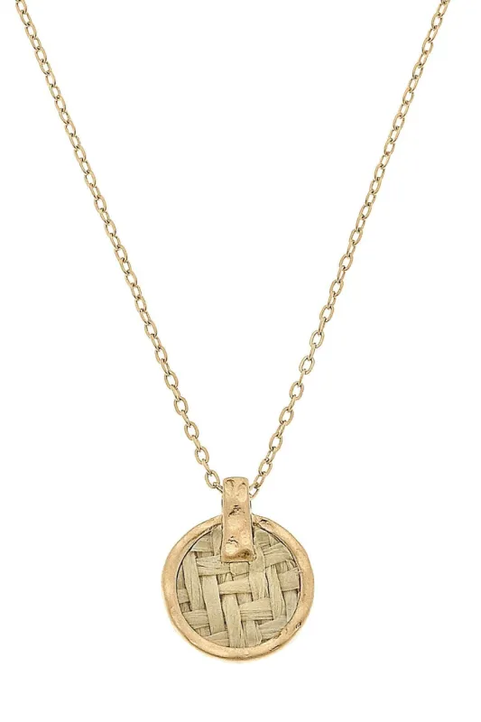 Danielle Raffia Delicate Disc Necklace in Natural - FINAL SALE sold by Canvas Style