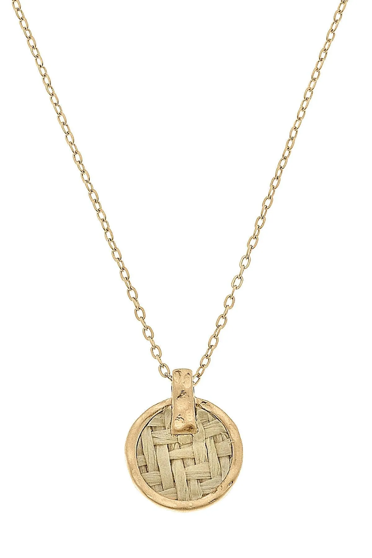 Danielle Raffia Delicate Disc Necklace in Natural - FINAL SALE sold by Canvas Style