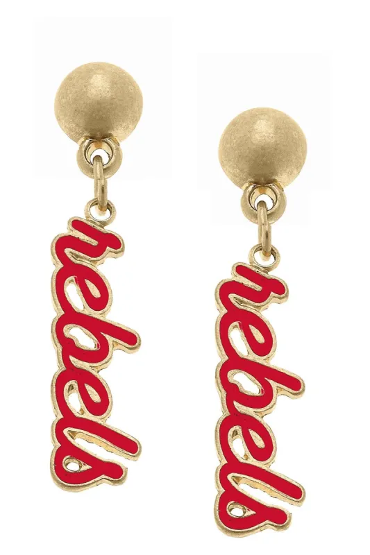 Ole Miss Rebels Enamel Script Earrings sold by Canvas Style