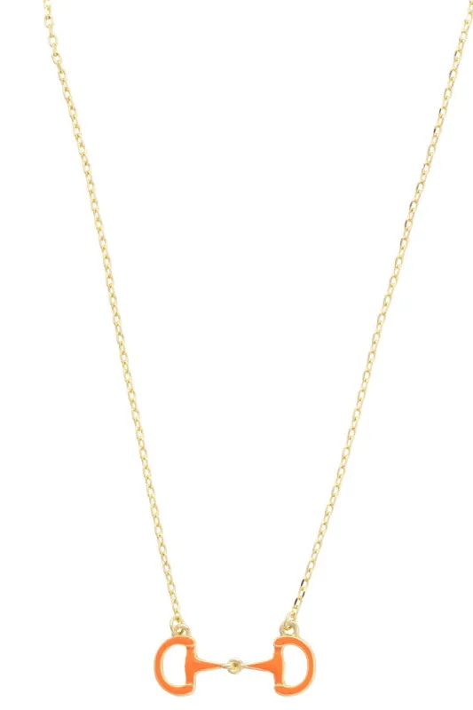 Eclipse Enamel Horsebit Necklace in Orange sold by Canvas Style