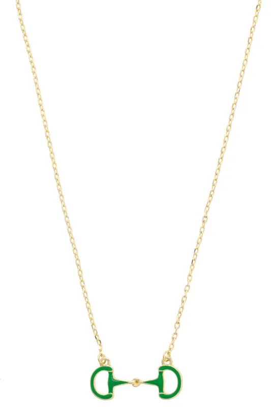 Eclipse Enamel Horsebit Necklace in Green sold by Canvas Style