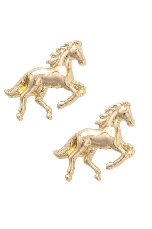 Stallion Stud Earrings in Shiny Gold sold by Canvas Style