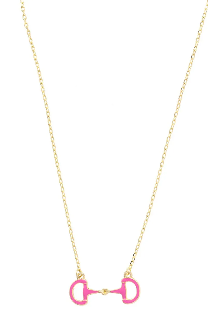 Eclipse Enamel Horsebit Necklace in Pink sold by Canvas Style