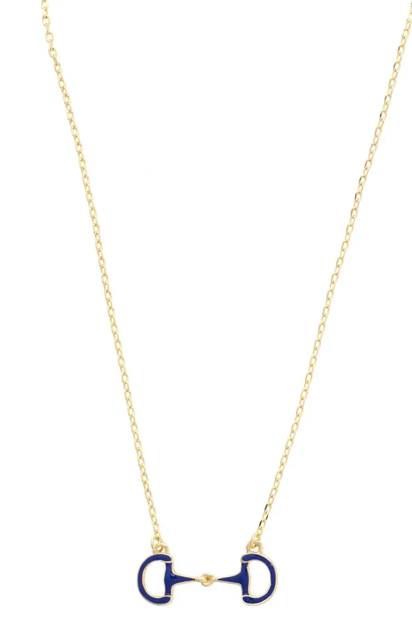 Eclipse Enamel Horsebit Necklace in Navy sold by Canvas Style