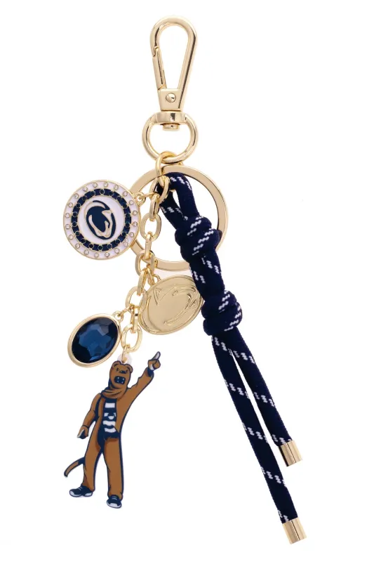 Penn State Lions Bag Charm in Navy & Shiny Gold made by Canvas Style