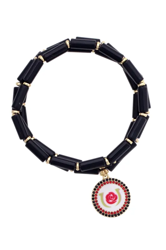 Kentucky Derby Pave Disc Beaded Bracelet Set of 3 in Black sold by Canvas Style