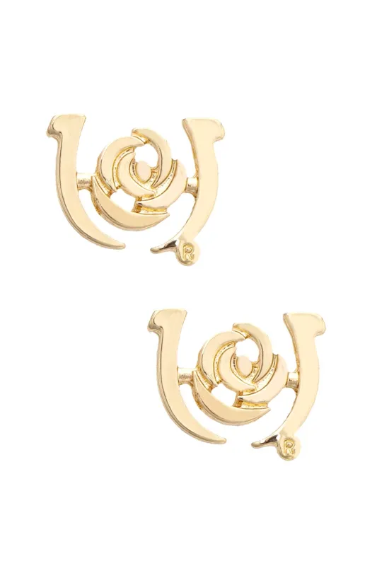 Kentucky Derby Outline Stud Earrings in Shiny Gold sold by Canvas Style