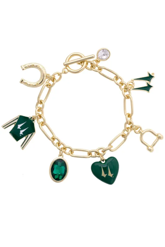 Churchill Downs Jockey Silk Enamel Charm Bracelet in Green made by Canvas Style