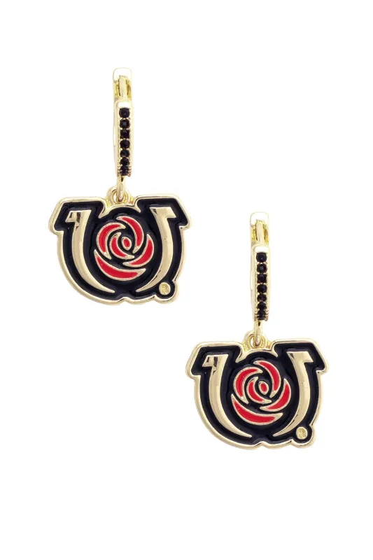 Kentucky Derby Pave Huggie Hoop Earrings in Black sold by Canvas Style