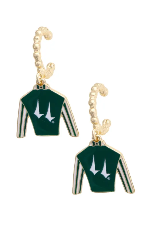 Churchill Downs Jockey Silk Enamel Twisted Hoop Earrings in Green sold by Canvas Style