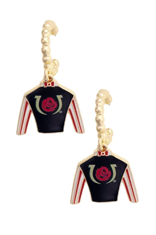 Kentucky Derby Jockey Silk Twisted Hoop Earrings in Shiny Gold sold by Canvas Style