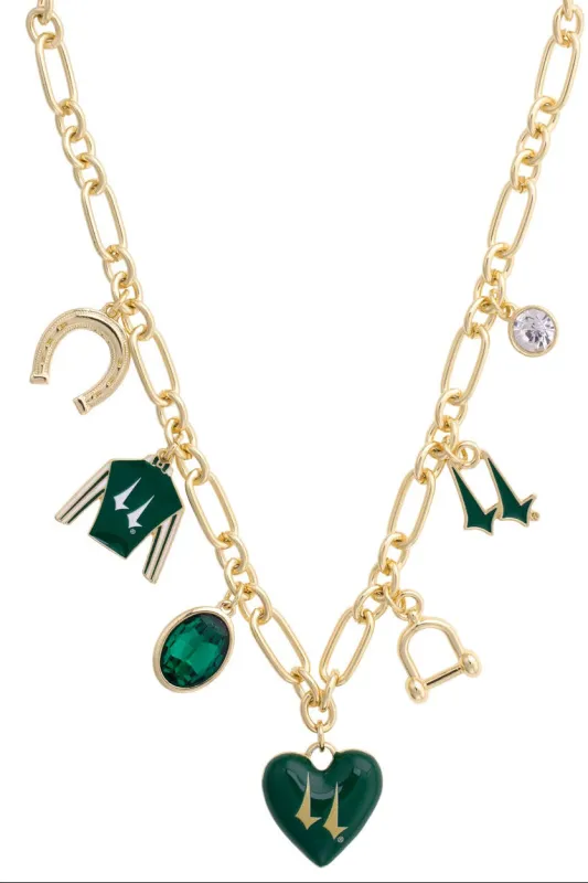 Churchill Downs Jockey Silk Enamel Charm Necklace in Green sold by Canvas Style
