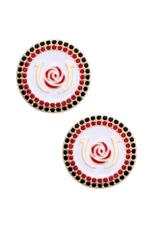 Kentucky Derby Pave Disc Stud Earrings in Multi sold by Canvas Style