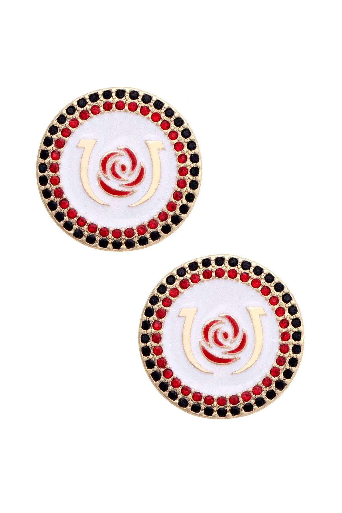 Kentucky Derby Pave Disc Stud Earrings in Multi sold by Canvas Style