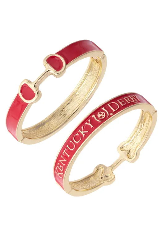 Kentucky Derby Enamel Horsebit Hinge Bangle in Red sold by Canvas Style